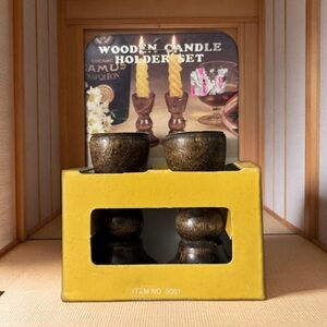 Wooden Candle Holder Set - Brown